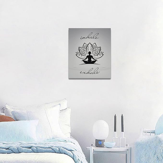 Inhale Exhale Wall Art Yoga Meditation Pictures Wall Decor Health Canvas Painting Print Modern Artwork Decorations Framed for Home Bathroom Living Room Bedroom 20 x 24 inch