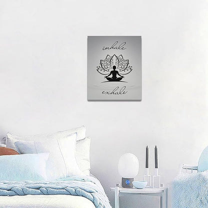 Inhale Exhale Wall Art Yoga Meditation Pictures Wall Decor Health Canvas Painting Print Modern Artwork Decorations Framed for Home Bathroom Living Room Bedroom 20 x 24 inch