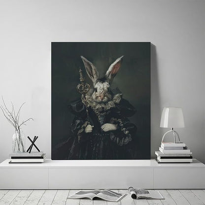Rabbit Gothic Wall Art Dark Spooky Pictures Wall Decor Goth Horror Canvas Painting Aesthetic Home Modern Artwork Decorations Framed for Bathroom Living Room Bedroom Office 20 x 24 inch