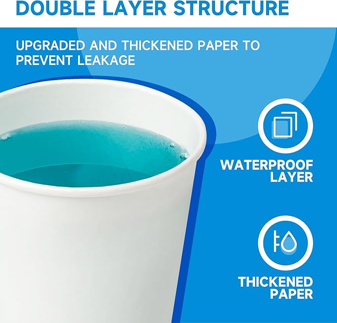 RACETOP 3 oz 300 Pack Paper Coffee Cups for Bathroom, Disposable Mouthwash Cups, Small Paper Cups for Parties, Picnics, Travel