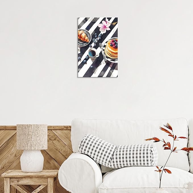 Trendy Pastry Food Kitchen Wall Art Retro Coffee Afternoon Tea Canvas Posters Cake Bread Aesthetic Prints Painting For Modern Home Dining Room Bakery Cafe Restaurant Wall Decor 8x10in Framed