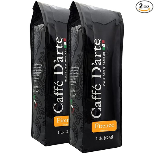 Caffe D'arte Firenze Whole Bean Espresso Coffee, 1 Pound, Pack of 2
