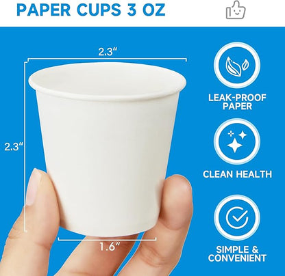 RACETOP 3 oz 300 Pack Paper Coffee Cups for Bathroom, Disposable Mouthwash Cups, Small Paper Cups for Parties, Picnics, Travel