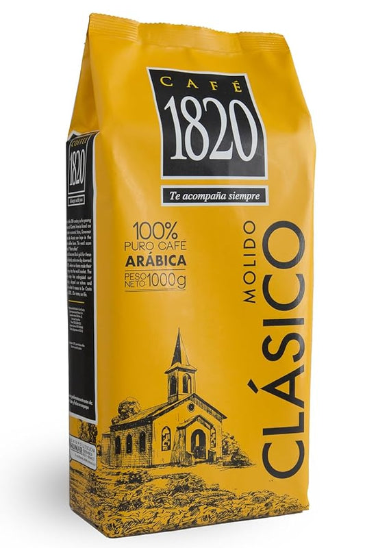 Café 1820 Classic, Premium Costa Rican Ground Coffee, 100% Arabica, Dark Roast, High Altitude Blend with Aroma & Fruity Notes, 32 oz