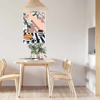 Vintage Dining Table Afternoon Tea Wall Art Funky Coffee Food Flowers Canvas Posters Cakes Bread Pastries Kitchen Prints Painting For Modern Home Dining Room Bakery Cafe Wall Decor 8x10in Unframed