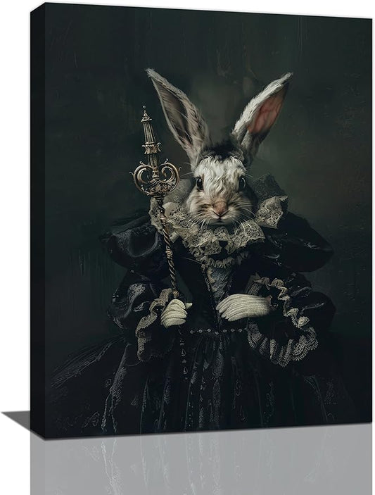 Rabbit Gothic Wall Art Dark Spooky Pictures Wall Decor Goth Horror Canvas Painting Aesthetic Home Modern Artwork Decorations Framed for Bathroom Living Room Bedroom Office 20 x 24 inch