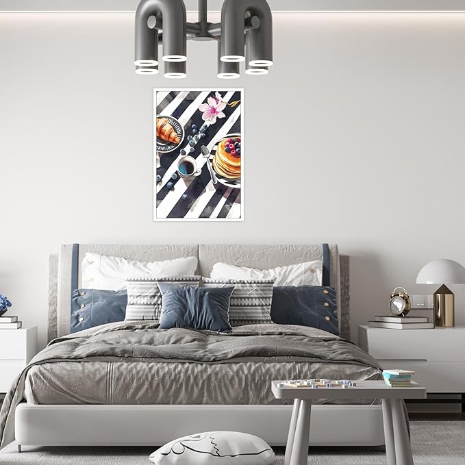 Trendy Pastry Food Kitchen Wall Art Retro Coffee Afternoon Tea Canvas Posters Cake Bread Aesthetic Prints Painting For Modern Home Dining Room Bakery Cafe Restaurant Wall Decor 24x36in Unframed