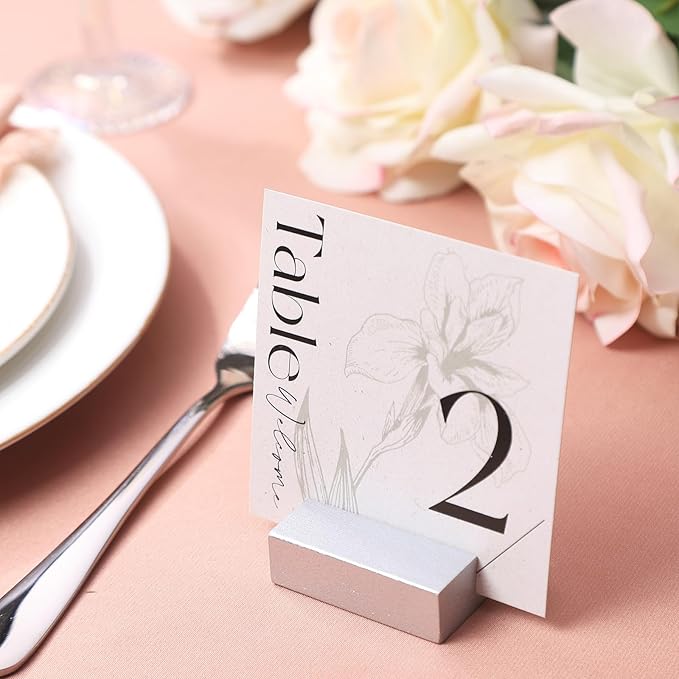 UNIQOOO 12 Pack 2" Silver Birch Wood Stands for Cardstock, Wedding Table Numbers Holders, Photo Holder, Photo Display Stand for Event Decor, Retail Shop, Cafe Restaurant Menu, Business Card, Name Tag