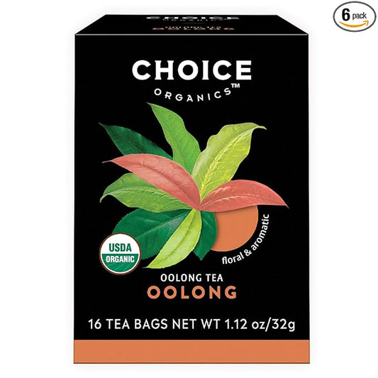 Choice Organics - Organic Oolong Tea (6 Pack) - Fair Trade - Compostable - Contains Caffeine - 96 Organic Oolong Tea Bags