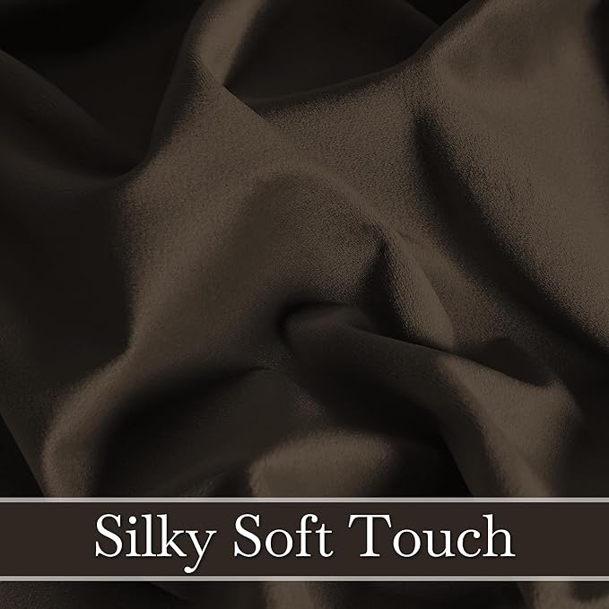 RYB HOME Brown Velvet Curtains 102 inches, Back Tab Soft Fabric Room Darkening Thermal Insulated Luxurious Home Decor Curtains for Living Room Bedroom, W 52" x L 102", 2 Panels Set