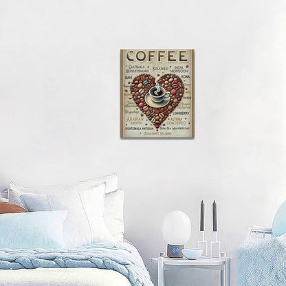 Coffee Wall Art Cafe Pictures Wall Decor Latte Drink Canvas Painting Home Modern Artwork Decorations Framed for Coffee Bar Kitchen Living Room Bedroom Office 20 x 24 inch