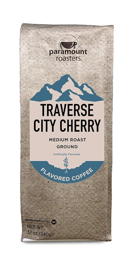 Paramount Roasters Traverse City Cherry Flavored Ground Coffee, 1-12 Ounce Package Medium Roast
