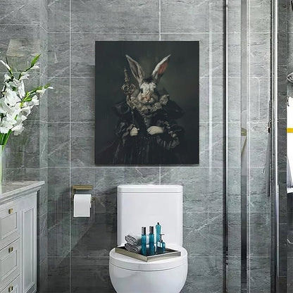 Rabbit Gothic Wall Art Dark Spooky Pictures Wall Decor Goth Horror Canvas Painting Aesthetic Home Modern Artwork Decorations Framed for Bathroom Living Room Bedroom Office 20 x 24 inch