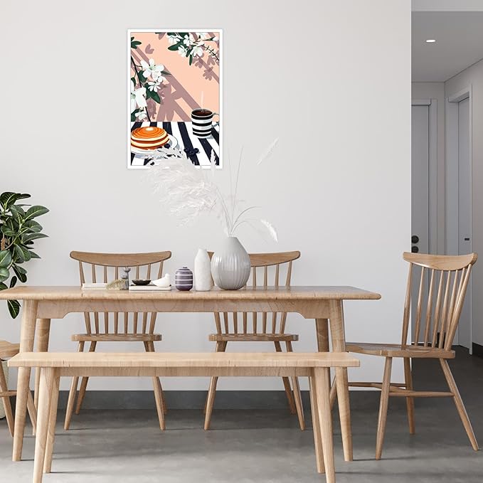 Vintage Dining Table Afternoon Tea Wall Art Funky Coffee Food Flowers Canvas Posters Cakes Bread Pastries Kitchen Prints Painting For Modern Home Dining Room Bakery Cafe Wall Decor 8x10in Unframed