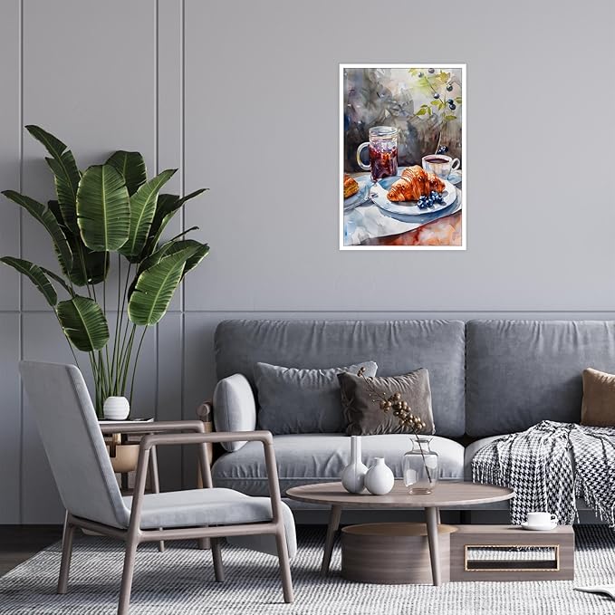 Vintage Coffee Food Kitchen Wall Art Colorful Bread Pastries Drinks Canvas Posters Funky Dining Table Plates Afternoon Tea Prints Painting For Modern Dining Room Cafe Wall Decor 12x16in Unframed