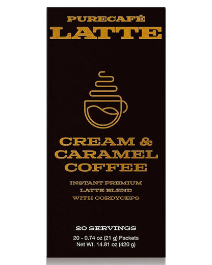 PureCafé Latte Blend with Cordyceps & Premium Ingredients | Instant Latte Mix for Energy & Wellness Support | Smooth, Creamy Flavor | Quick & Easy Preparation at Home