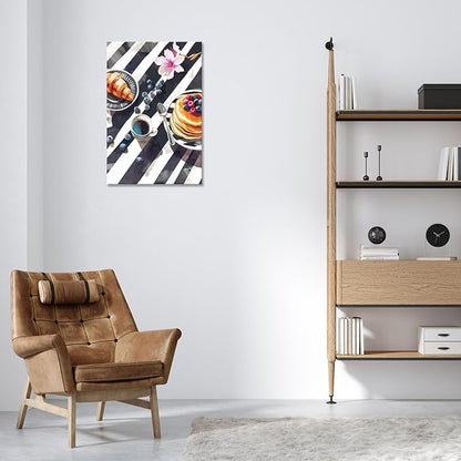 Trendy Pastry Food Kitchen Wall Art Retro Coffee Afternoon Tea Canvas Posters Cake Bread Aesthetic Prints Painting For Modern Home Dining Room Bakery Cafe Restaurant Wall Decor 8x10in Framed