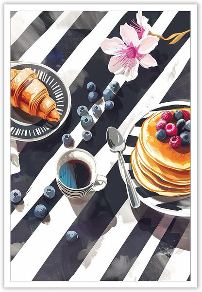 Trendy Pastry Food Kitchen Wall Art Retro Coffee Afternoon Tea Canvas Posters Cake Bread Aesthetic Prints Painting For Modern Home Dining Room Bakery Cafe Restaurant Wall Decor 24x36in Unframed
