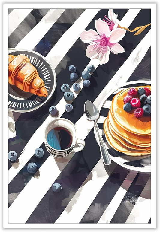 Trendy Pastry Food Kitchen Wall Art Retro Coffee Afternoon Tea Canvas Posters Cake Bread Aesthetic Prints Painting For Modern Home Dining Room Bakery Cafe Restaurant Wall Decor 24x36in Unframed