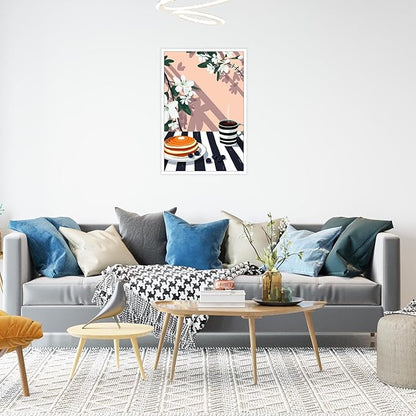 Vintage Dining Table Afternoon Tea Wall Art Funky Coffee Food Flowers Canvas Posters Cakes Bread Pastries Kitchen Prints Painting For Modern Home Dining Room Bakery Cafe Wall Decor 8x10in Unframed