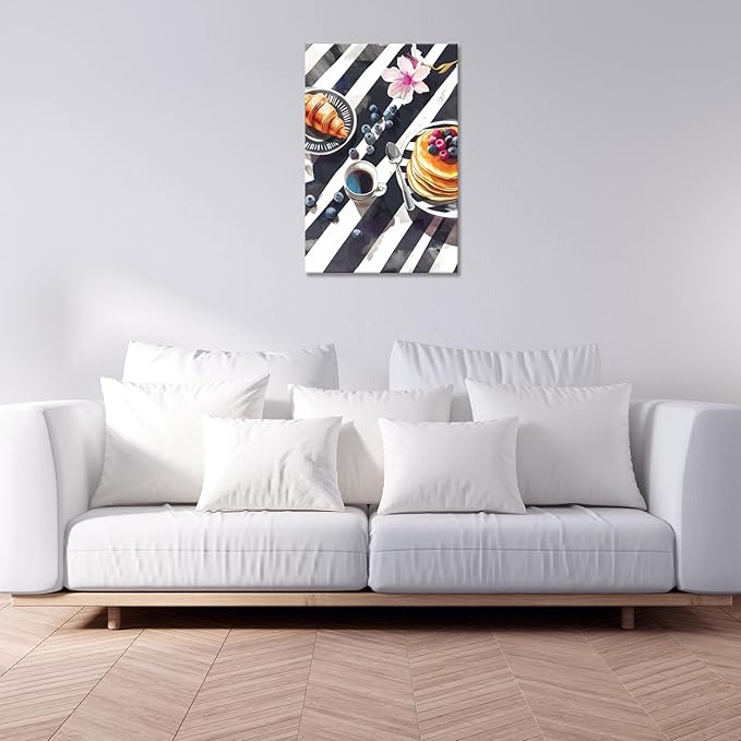 Trendy Pastry Food Kitchen Wall Art Retro Coffee Afternoon Tea Canvas Posters Cake Bread Aesthetic Prints Painting For Modern Home Dining Room Bakery Cafe Restaurant Wall Decor 8x10in Framed