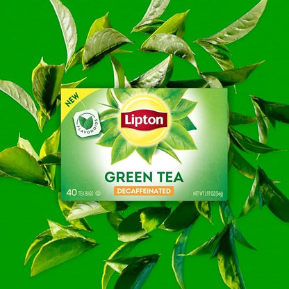 Lipton Decaffeinated Green Tea Bags, Unsweetened Teabags for Decaf Hot Tea or Decaf Iced Tea, 240 Total Tea Bags (40ct - Pack of 6)