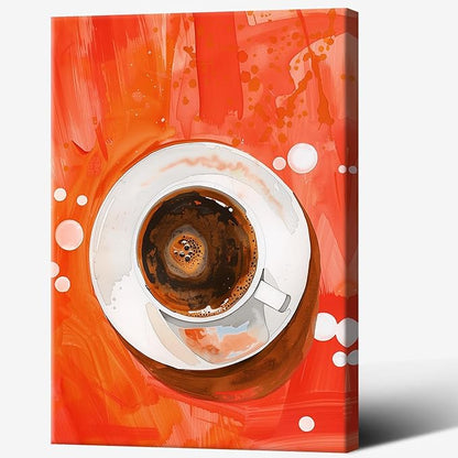 Vintage Afternoon Tea Black Coffee Wall Art Funky Dining Table Food Canvas Posters Kitchen Coffee Pictures Prints Painting For Modern Home Dining Room Cafe Restaurant Wall Decor 16x24in Framed