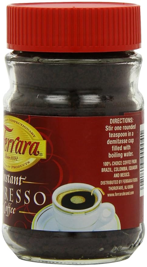 Ferrara Instant Espresso Coffee, 2-Ounce Glass Jars (Pack of 6)