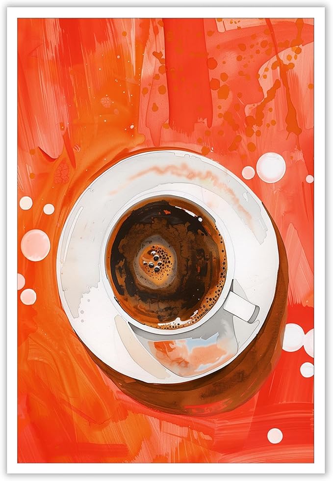 Vintage Afternoon Tea Black Coffee Wall Art Funky Dining Table Food Canvas Posters Kitchen Coffee Pictures Prints Painting For Modern Home Dining Room Cafe Restaurant Wall Decor 8x10in Unframed