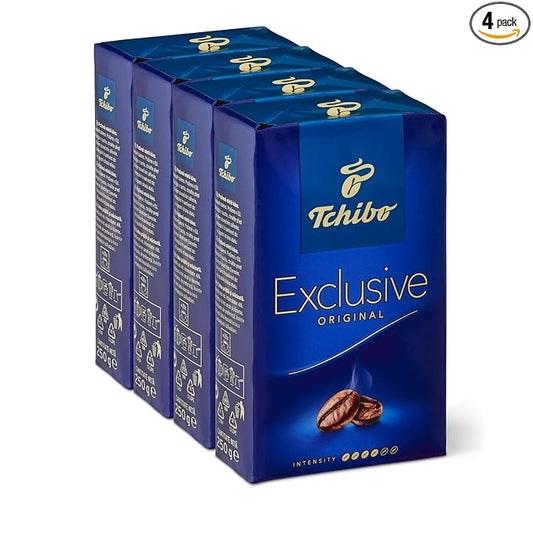 Tchibo Exclusive Coffee, Premium Ground, 8.8-Ounce Vacuum Packs (Pack of 4) Medium roast with a harmonious taste and delicate aroma