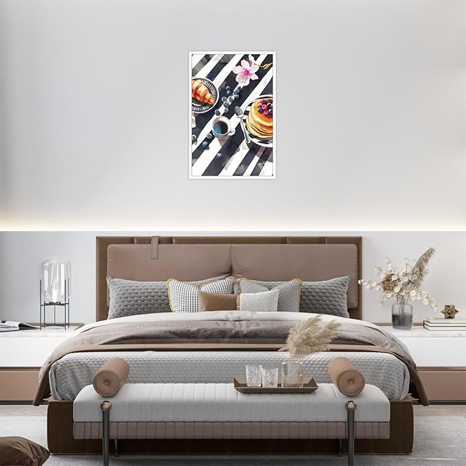 Trendy Pastry Food Kitchen Wall Art Retro Coffee Afternoon Tea Canvas Posters Cake Bread Aesthetic Prints Painting For Modern Home Dining Room Bakery Cafe Restaurant Wall Decor 24x36in Unframed