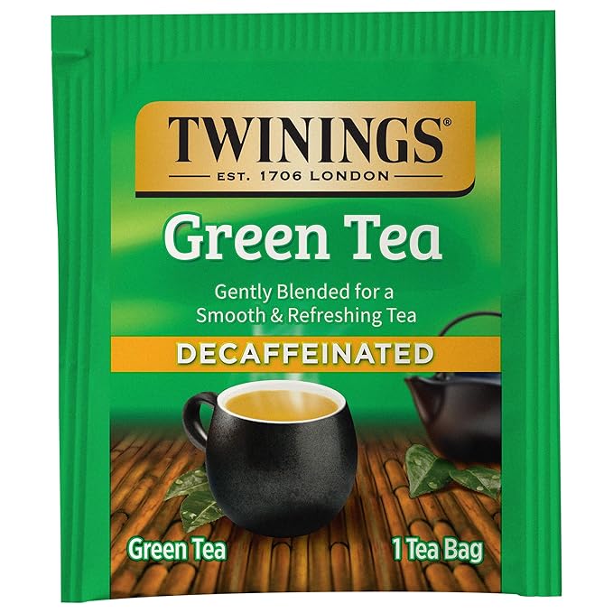 Twinings Decaffeinated Green Tea Individually Wrapped Bags, 20 Count (Pack of 6), Smooth Flavour, Enticing Aroma, Enjoy Hot or Iced | Packaging May Vary