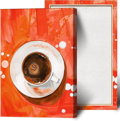 Vintage Afternoon Tea Black Coffee Wall Art Funky Dining Table Food Canvas Posters Kitchen Coffee Pictures Prints Painting For Modern Home Dining Room Cafe Restaurant Wall Decor 8x10in Framed