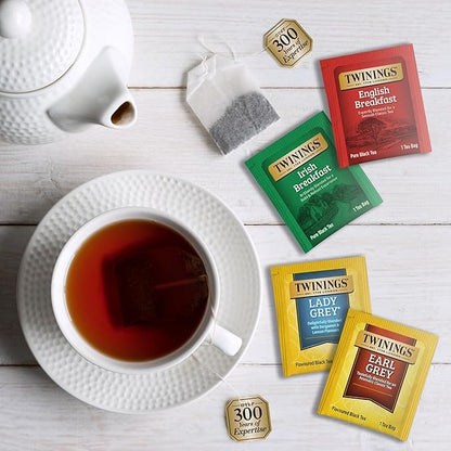 Twinings Variety Pack Black Tea Bags, 20 Count (Pack of 6), Includes English Breakfast, Early Grey, Irish Breakfast, and Lady Grey, Caffeinated, Enjoy Hot or Iced | Packaging May Vary