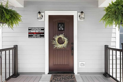 Whimsical Warning Metal Tin Signs 8x12 in Rustic Hanging Plaque for Home Restaurant Bar Cafe Decor Unique Wall Decoration Room Accent Door Sign with Humorous Message