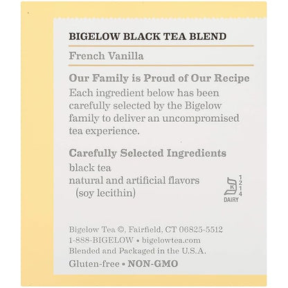 Bigelow Tea French Vanilla Black Tea, Caffeinated Tea with French Vanilla, 20 Count Box (Pack of 6), 120 Total Tea Bags