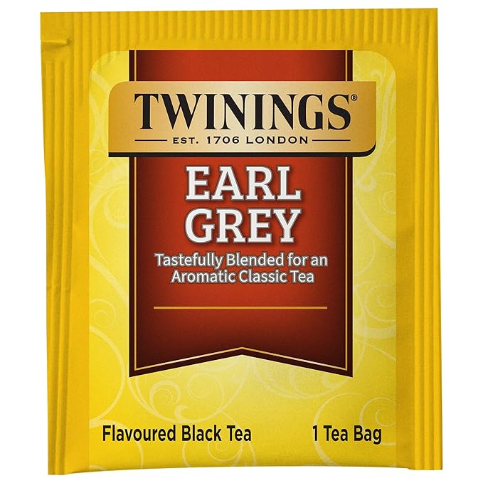 Twinings Earl Grey Black Tea Individually Wrapped Bags, 50 Count (Pack of 6), Flavoured with Citrus and Bergamot, Caffeinated, Enjoy Hot or Iced | Packaging May Vary