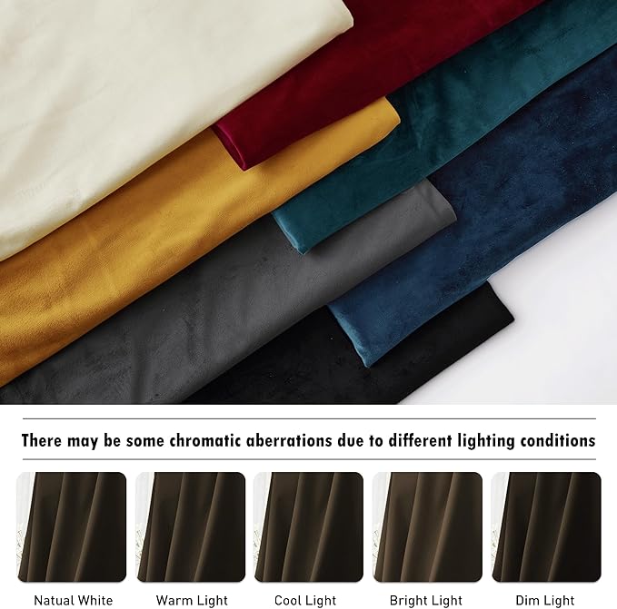 RYB HOME Brown Velvet Curtains 102 inches, Back Tab Soft Fabric Room Darkening Thermal Insulated Luxurious Home Decor Curtains for Living Room Bedroom, W 52" x L 102", 2 Panels Set