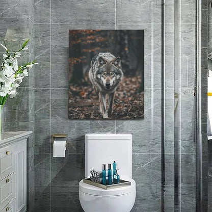 Wolf Wall Art Wildlife Forest Pictures Wall Decor Wolf Canvas Painting Print Home Modern Artwork Decorations Framed for Bathroom Living Room Bedroom Office 20 x 24 inch