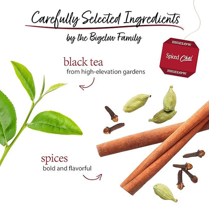 Bigelow Tea Spiced Chai Black Tea, Caffeinated Tea, 20 Count Box (Pack of 6), 120 Total Tea Bags