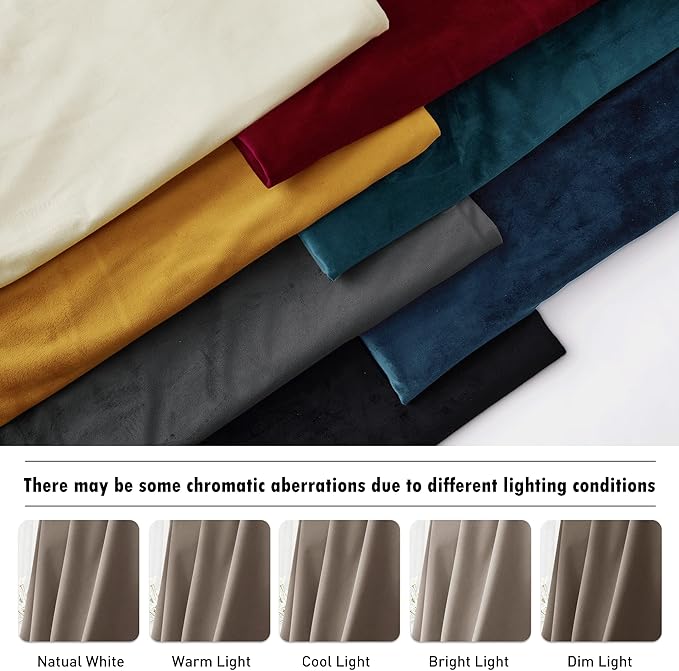 RYB HOME Taupe Velvet Curtains 102 inches, Back Tab Soft Fabric Room Darkening Thermal Insulated Luxurious Home Decor Curtains for Living Room Bedroom, W 52" x L 102", 2 Panels Set