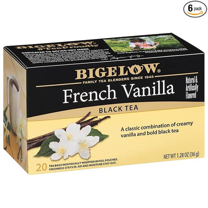Bigelow Tea French Vanilla Black Tea, Caffeinated Tea with French Vanilla, 20 Count Box (Pack of 6), 120 Total Tea Bags