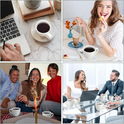 16 Pcs Porcelain Espresso Cup Set 3 oz 90 ml White Tiny Ceramic Coffee & Tea Mugs for Cafes Offices Homes and Restaurants
