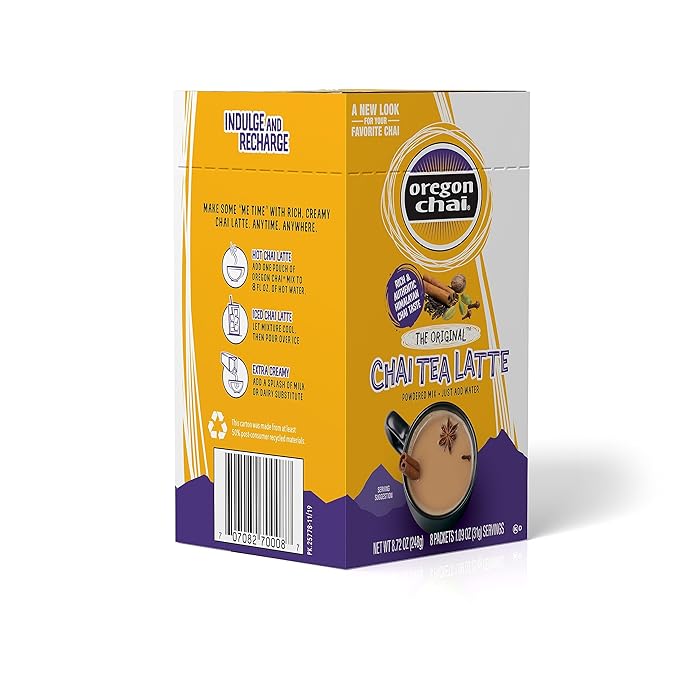 Oregon Chai Original Dry Chai Latte Mix, 8 Count (Pack of 6)