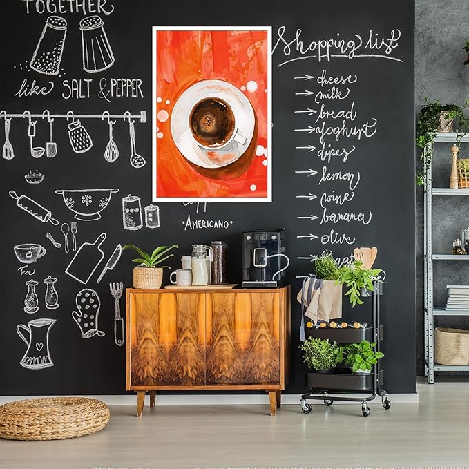 Vintage Afternoon Tea Black Coffee Wall Art Funky Dining Table Food Canvas Posters Kitchen Coffee Pictures Prints Painting For Modern Home Dining Room Cafe Restaurant Wall Decor 8x10in Unframed