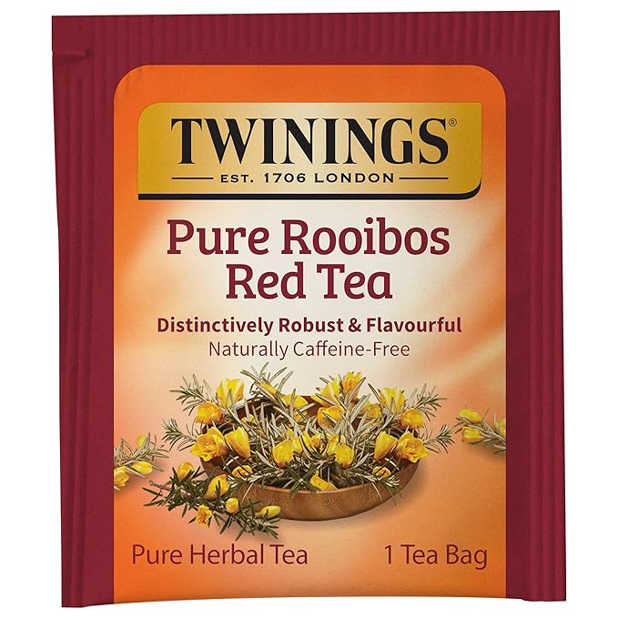 Twinings Pure Rooibos Red Herbal Tea Individually Wrapped Bags, 20 Count (Pack of 6), Sweet with Uplifting Aroma, Naturally Caffeine-Free, Enjoy Hot or Iced | Packaging May Vary