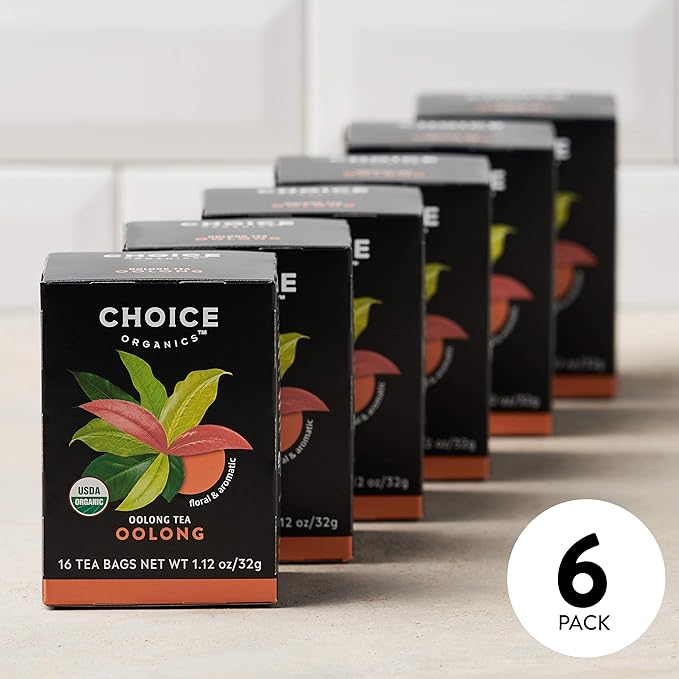 Choice Organics - Organic Oolong Tea (6 Pack) - Fair Trade - Compostable - Contains Caffeine - 96 Organic Oolong Tea Bags