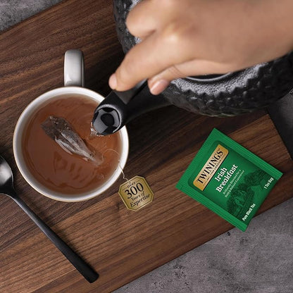 Twinings Irish Breakfast Black Tea Individually Wrapped Bags, 20 Count (Pack of 6), Flavourful, Robust Black Tea, Caffeinated, Enjoy Hot or Iced | Packaging May Vary