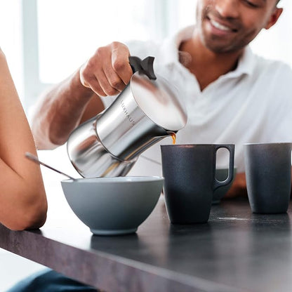 LuxHaus Moka Pot - 9 Cup Stovetop Espresso Maker - 100% Stainless Steel Italian and Cuban Mocha Coffee Maker
