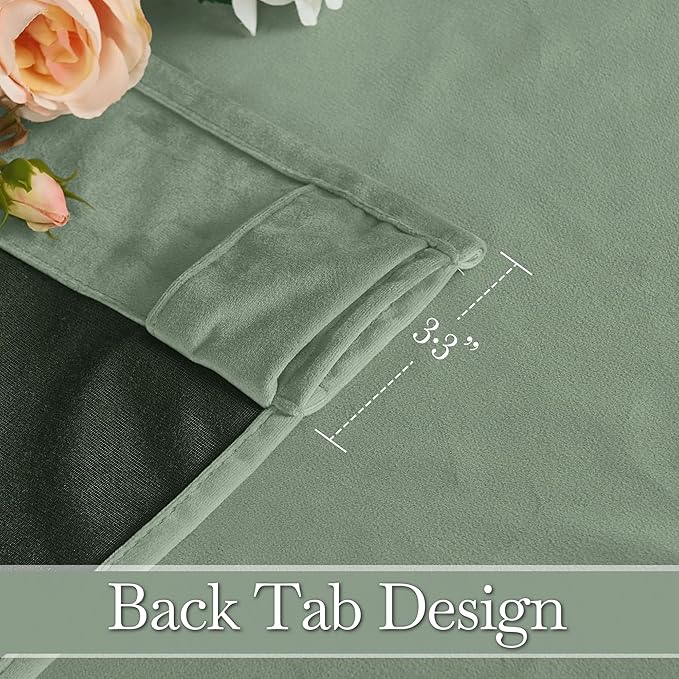 RYB HOME Mint Green Velvet Curtains 102 inches Long, Room Darkening, Floor-Length, Stylish Back Tab Velvet Drapes for Nursery Living Room Office, 52" W x L102 L, Auqa